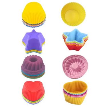 Imagem de Kit 6 formas moldes silicone para cupcake mini bolo muffin - ASIA