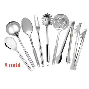 Imagem de Jogo de Utensílios Cozinha em Aço Inox Completo Dia a Dia Baratinho - 