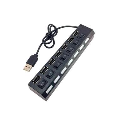 Imagem de Hub 7 Portas Usb 2.0 Led Com Chave Seletora Entrada Fonte - Correia Ec