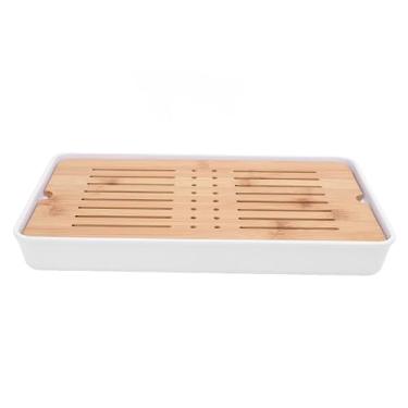 Imagem de Bandeja de Servir chá, Bandeja de Plástico Bambusoideae Com Armazenamento de água, Bandeja de chá Kung Fu para Escritório Doméstico, Bar (33x19x4cm/13x7,5x1,6 pol.)