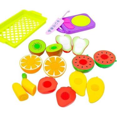 Imagem de kit Frutas Legumes Brinquedo educativo Cortar Cesta Comidinha 10 Peças