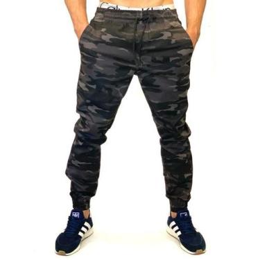 Imagem de calça jeans jogger masculina jeans rasgado, sarja com elastico e bolso
