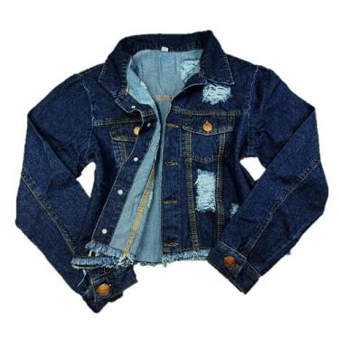 Imagem de Jaqueta Jeans Feminina  Cropped Curta Com Rasgo Destroyed Moda Bloguei