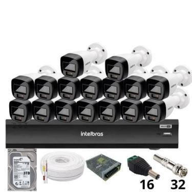 Imagem de Kit 16 Câmeras Intelbras 1220b Full Color Dvr Intelbras Imhdx 3132 Int