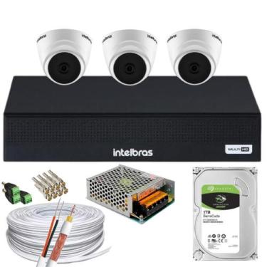 Imagem de Kit 03 Câmeras Intelbras 1220D mic Dvr 04 Canais Audio Som