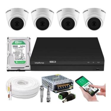 Imagem de Kit 4 Câmeras Dome Intelbras 1120d Dvr 4 Canais Hd Incluso