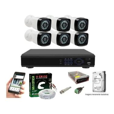 Imagem de Kit Completo 6 Câmera Segurança Infra Hd 1080p Dvr 8 Ch + Hd - Luatek