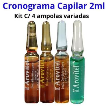 Imagem de Kit Cronograma capilar 4 ampolas 2ml variadas - Arovitel