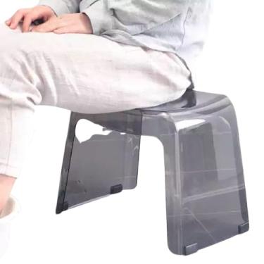 Imagem de Banquinho Banqueta Acrílico Transparente Multiuso (Preto)