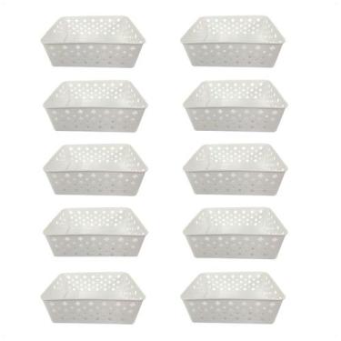 Imagem de Kit 10 Cestos Multiuso Organizador Decorativo Premium Branco - 123 Org