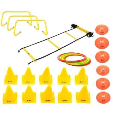 Imagem de Kit Funcional Escada de Agilidade + 3 Barreiras + 8 Argolas de Agiliad