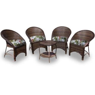 Imagem de Conjunto de Poltronas Fibra Sintética Miami - 4 Poltronas + 1 Mesa Cen