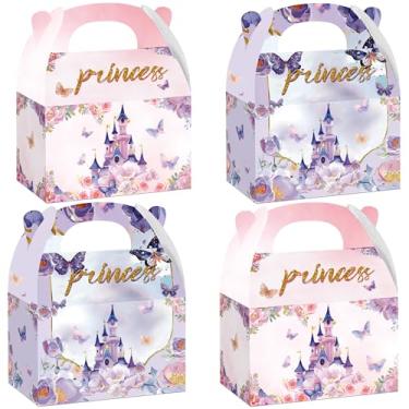 Imagem de W WINTMING 12 caixas de lembrancinhas de princesa, caixas de presente de castelo de festa de aniversário de princesinha, para doces, lanches, guloseimas, aniversário, casamentos, suprimentos de