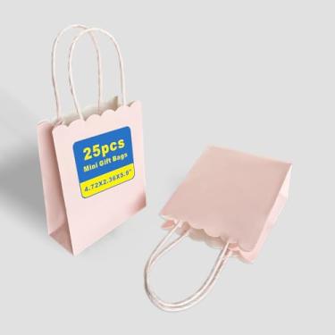 Imagem de XIAMUY 25 sacos de presente Mini, lindos sacos de lembrancinha de festa, bolsa de presente rosa para chá de bebê, petisco, aniversário, casamento, formatura, doces, Natal, Halloween, 12 x 14 x 6 cm