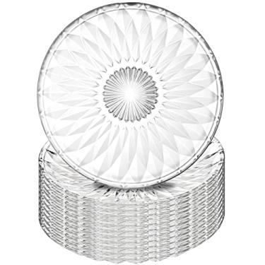 Imagem de Hiceeden Conjunto de 12 pratos de salada de vidro cristal, pratos de sobremesa redondos transparentes de 20 cm, pratos de festa para servir em restaurante, para frutas, lanches