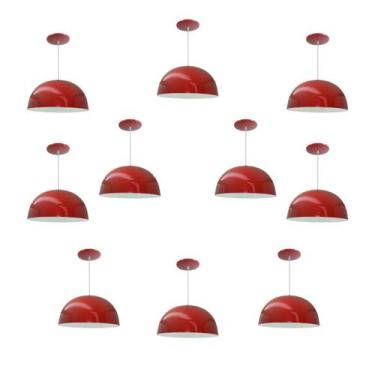 Imagem de Kit 10 Luminária Pendente Meia Lua 24cm Com Interior Branco Brilho Fia