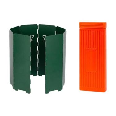 Imagem de MERIGLARE Protetor de vento para fogão portátil, ideal para acampamento e atividades ao ar livre, Verde