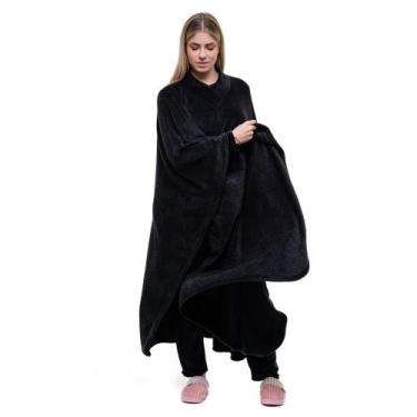 Imagem de Poncho Masculino Feminino Gaúcho Fleece Plush Quente Gola - Gresco, Pr