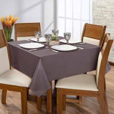 Imagem de Toalha De Mesa PVC Impermeável Gravatura de Linho Térmica 4 6 8  Lugar