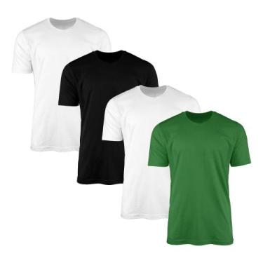 Imagem de Kit 4 Camisetas AMGK Masculina Lisa Básica 100% Algodão, Colorido, Mas