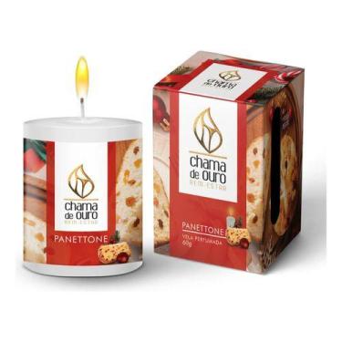 Imagem de Vela Aromática Perfumada Panettone Parafina Chama De Ouro