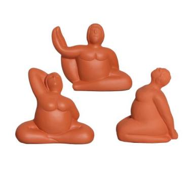 Imagem de Estatueta Trio de Yoga em Cerâmica Decorativo Home Terracota - Sara De