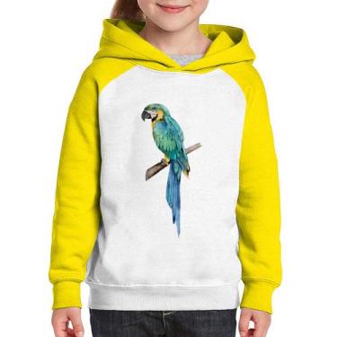 Imagem de Moletom Infantil Arara Azul - Foca na Moda, Branco, Amarelo, 6