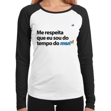Imagem de Baby Look Raglan Me respeita que eu sou da época do msn Manga Longa - 