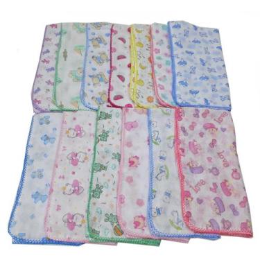 Imagem de Fralda Luxo Estampada 70x70cm Com Crochê - Dugu, Neutro