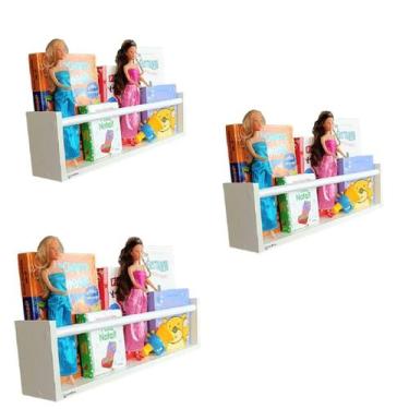 Imagem de Kit c/ 03 revisteiro de parede c/ fixação invisível 60x10x15 - OrganiB