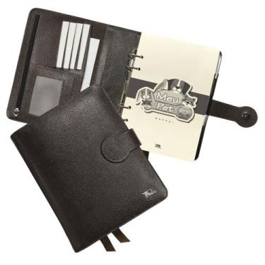 Imagem de Agenda Meu Pet Couro 167-R Personalizada Raffai Couros, Café