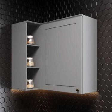 Imagem de Armário Aéreo Canto Reto 1 Porta Americana Henn Cinza - MÓVEIS HENN