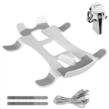Imagem de Geekria Storage Stand Compatible With PlayStation 5, PSVR2, VR Headset and Controller Hanger, Settled on PS5 Console, With 2-in-1 Charging Cable, Multi-Functional Bracket Hook (White)