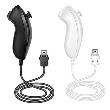 Imagem de NC Nunchuck Controller Joystick Gamepad Replacement for wii Nunchuck Controller, Compatible with Nintendo Wii & Wii U Video Game Gamepads. (Black+White)