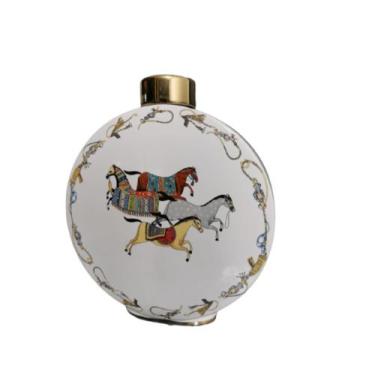 Imagem de Potiche Porcelana Decorativo Pintura Cavalos Formosa - LUXdecor Casa e
