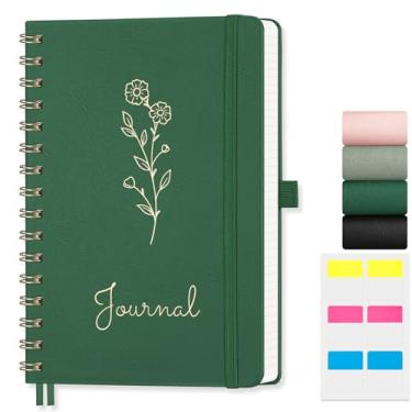 Imagem de EMSHOI Caderno gráfico A5, diário de couro de capa dura de 14,5 x 21 cm, papel quadriculado de 140 páginas 100 GSM para engenharia, gráficos e trabalho profissional - verde escuro