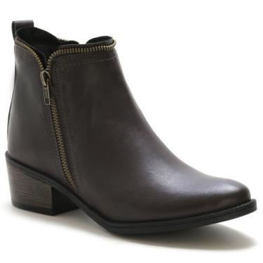 Imagem de Bota Botinha Feminina Beauty Cano Curto Ziper - Franboots, Café, 37
