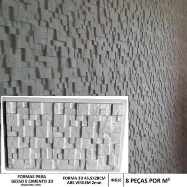 Imagem de Forma 3d Gesso Mosaico Rústico 46,5x28cm em ABS Molde Para Gesso/Cimen