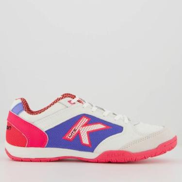 Imagem de Chuteira Kelme Precision Lite Futsal Branca e Rosa, 44