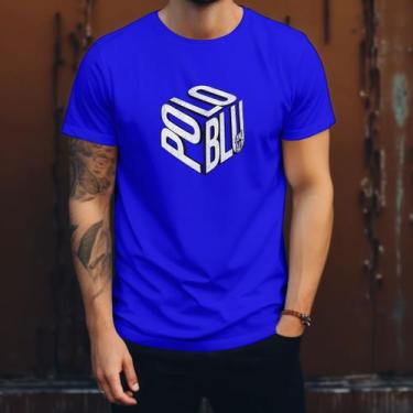 Imagem de Camisa Camiseta Masculina Estampada Cubo Polo Blu Leve e Confortável e