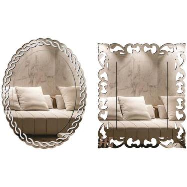 Imagem de Kit Espelho Decorativo Veneziano 3869 E 3802 - CREATUS, prata