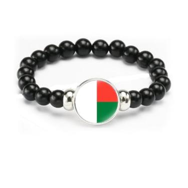 Imagem de vmcoatdu Pulseira de bandeira nacional com contas de corda elástica apoia seu país viagem lembrança presentes para homens e mulheres, One size, Liga metálica, Vidro