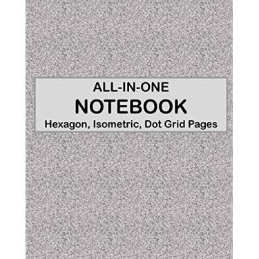 Imagem de ALL-IN-ONE NOTEBOOK - Hexagon, Isometric, Dot Grid Pages: 4 Types Of Designing Paper In One Book - See The Back Cover For Samples - Textured Gray