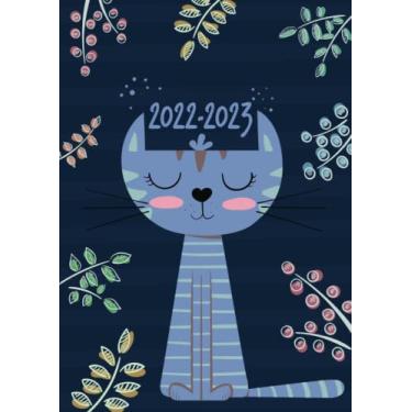 Imagem de A4 Academic Diary 2022-2023 Week To View | Cute Blue Cat Teacher: Mid Year Planner/August 2022 - July 2023 Personal Organiser for School, Home and ... Holiday Dates) Inspirational & Motivational