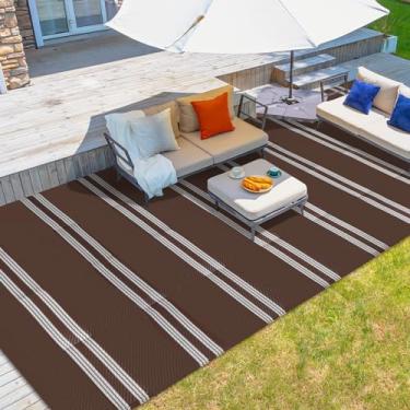Imagem de wikiwiki Tapete para ambientes externos, 2,7 x 5,5 m, impermeável, reversível, tapete para ambientes internos e externos, tapete de palha de plástico para pátio, deck, varanda, piscina, trailer,