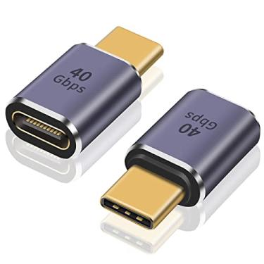 Imagem de Poyiccot Adaptador extensor USB C, pacote com 2, adaptador de extensão USB C macho para fêmea de 8K @60Hz e 40 Gbps, extensor tipo C de carregamento de 100 W, conector Thunderbolt 4 para iPhone,