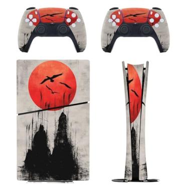 Imagem de Skin for PS5 Slim Digital Edition, capa adesiva para console e controle PlayStation 5, película protetora removível fácil de envolver acessórios para jogos, decalque capa completa - padrões artísticos