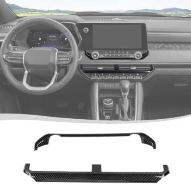Imagem de Voodonala Capa para painel de controle de ar condicionado para console central Chevy Colorado 2023-2024 compatível com Chevrolet Colorado 2023-2024 (fibra de carbono preta, ABS, 2 peças)