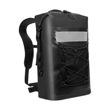 Imagem de menolana À prova dwaterproof água saco seco mochila pacote de armazenamento 35l portátil mochila acampamento natação mochila para ao ar livre ciclismo praia, Preto