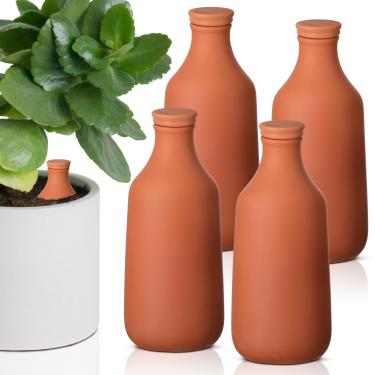 Imagem de DoubleFill 4 peças de vasos de irrigação de terracota Ollas 680.4 g inserção de plantador de terracota globos de irrigação de argila irrigador automático de plantas ao ar livre para plantas de